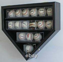 14 Softballs or Baseball Cubes Display Case Cabinet Wall Rack Home Plate Shaped