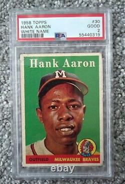 1958 Topps HANK AARON #30 PSA 2 Graded GOOD White Name Milwaukee Braves HOF GOAT