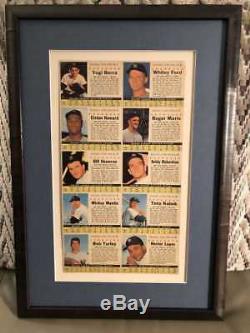 1961 Post Cereal New York Yankees Uncut Team Sheet Archival Framed NO ADHESIVE