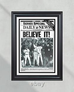 1986 New York Mets World Series Framed Newspaper Cover Print Shea Stadium