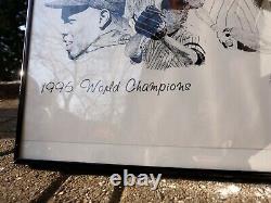 1996 NY Yankees World Series 20x30 framed pen & ink artist lithograph. RARE