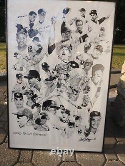 1996 NY Yankees World Series 20x30 framed pen & ink artist lithograph. RARE
