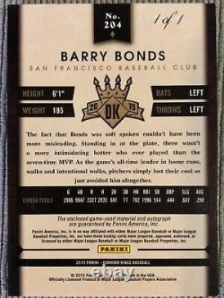 2015 Diamond Kings Barry Bonds Auto Framed Materials Signature Dual Patch 1/1