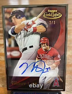2016 Mike Trout Topps Gold Label Black Framed Auto 2/3 On Card Autograph SP
