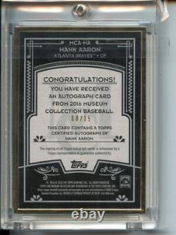 2016 Topps Museum Collection Hank Aaron Framed Autographs Gold Auto /15