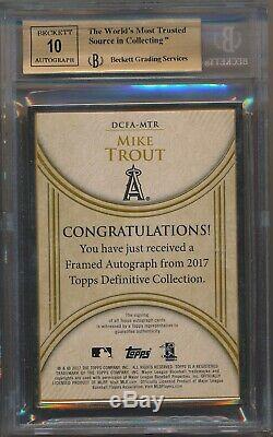 2017 Topps Definitive MIKE TROUT Framed Auto #2/3 BGS 9.5/10 POP 1