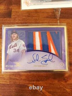 2017 Topps Definitive Noah Syndergaard 3-Color Gold Framed Auto Patch 5/10