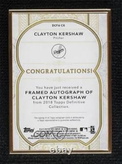 2018 Topps Definitive Collection Framed /25 Clayton Kershaw #DCFA-CK Auto