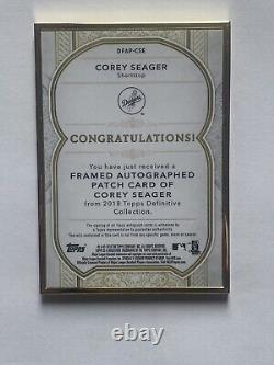 2018 Topps Definitive Collection Framed /30 Corey Seager #DFAP-CSE Patch Auto