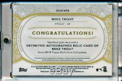 2018 Topps Definitive Purple Framed Mike Trout Auto/Jersey Patch #3/5 Angels