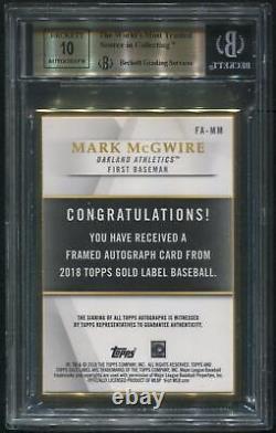 2018 Topps Gold Label #FAMM Mark McGwire Framed Red Auto #3/5 BGS 9.5 (GEM MINT)