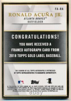 2018 Topps Gold Label Framed Auto Ronald Acuna Rookie /50 Mint Clean