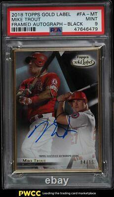 2018 Topps Gold Label Framed Black Mike Trout AUTO /15 #FA-MT PSA 9 MINT