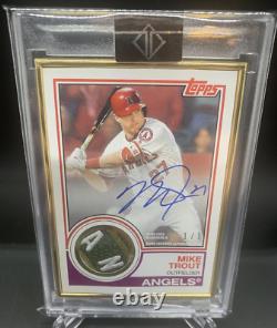 2018 Topps Transcendent Auto Mike Trout Gold Frame 1/1 Game Logo Patch Autograph