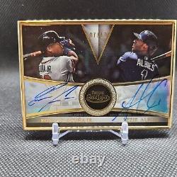 2019 Topps Gold Label Ronald Acuna Jr. Ozzie Albies Gold Framed Dual Auto 7/10