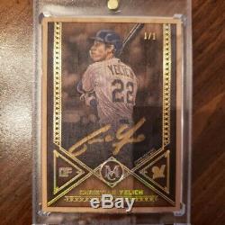 2019 Topps Museum Collection Christian Yelich Wood Framed Auto 1/1