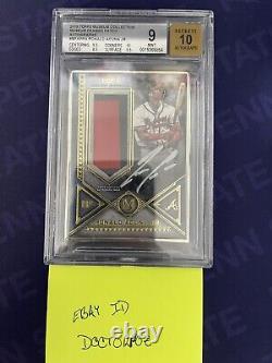 2019 Topps Museum Collection Framed Autograph Patch 1/1 Ronald Acuna Jr BGS 9/10
