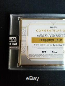 2020 Topps Definitive Gold Framed Patch Auto Fernando Tatis 15/15 (1/1) Padres
