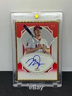 2020 Topps Definitive Mike Trout Gold Framed Auto True 1/1 LA Angels Red MVP