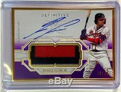 2020 Topps Definitive Ronald Acuna Jr. Gold Framed Patch Auto Purple SSP 05/10