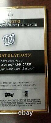 2020 Topps Gold Label Juan Soto Framed On Card Auto Red Parallel 17/25 Nationals