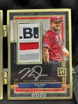 2020 Topps Museum Ken Griffey Jr Mike Trout 1of1 Frame Dual Auto Patch Book #1/1