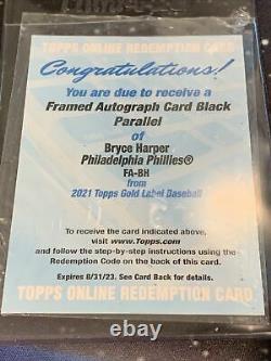 2021 Gold Label Framed Autograph Black Bryce Harper /5 Phillies Fa-bh