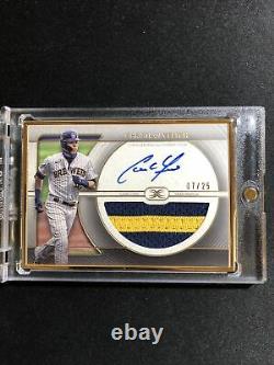 2021 Topps Definitive Christian Yelich Gold Framed Patch Auto /25 Brewers