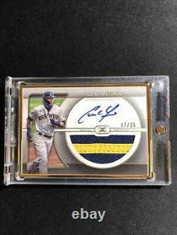 2021 Topps Definitive Christian Yelich Gold Framed Patch Auto /25 Brewers