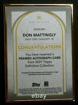 2021 Topps Definitive Collection Framed Auto Don Mattingly Yankees Purple 9/10