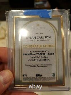 2021 Topps Definitive Dylan Carlson Auto Gold Framed Rookie Card In Mint 12/30