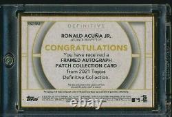 2021 Topps Definitive Gold Framed Patch Relic Auto Ronald Acuna Jr. Braves 04/10