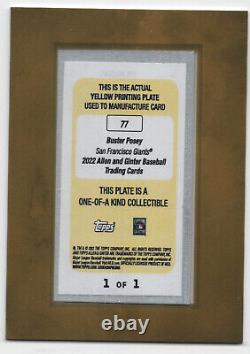 2022 Topps Allen and Ginter Buster Posey Mini Framed Yellow Printing Plate 1/1