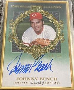 2022 Topps Gilded Collection JOHNNY BENCH Gold Framed HOF Autograph 10/25