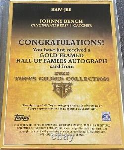 2022 Topps Gilded Collection JOHNNY BENCH Gold Framed HOF Autograph 10/25
