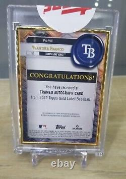 2022 Topps Gold Label Wander Franco Rookie Blue Framed Auto #16/50 in hand