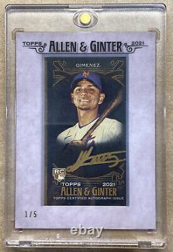 Andres Gimenez Mets Rookie Gold Auto 2021 Allen & Ginter mini framed 1/5