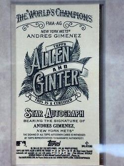 Andres Gimenez Mets Rookie Gold Auto 2021 Allen & Ginter mini framed 1/5