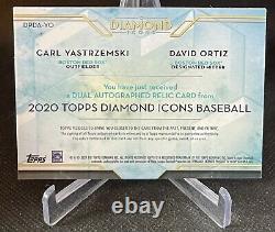 Auto Carl Yastrzemski & David Ortiz Red Sox LE 9/10 Topps Diamond Icons GU Patch