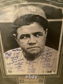 Babe Ruth Framed New York Yankees Lithograph 23 HOFs Autographed Steiner COA