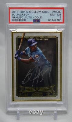Bo Jackson 2015 Topps Museum Collection Gold Framed On Card Auto #d 2/15 PSA 8