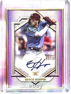 Bryce Harper 2022 Topps Definitive Gold Framed Purple Auto 02/10 Autograph RAW