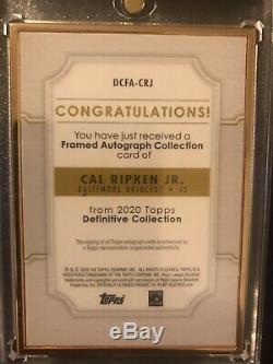 Cal Ripken Jr. 1/10 Gold Frame Purple Auto 2020 Topps Definitive Iron Man Balt