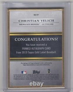 Christian Yelich 2019 Topps Gold Label Framed Auto Blue #d/10 Milwaukee Brewers