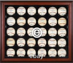 Cubs Logo Mahogany Framed 30-Ball Display Case