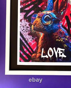 Death NYC Large Framed 16x20in Pop Art Certified Graffiti Rabbit Love #