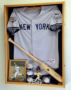 Deep Sports Jersey Shadow Box Display Case Cabinet Baseball Bat Balls Trophies