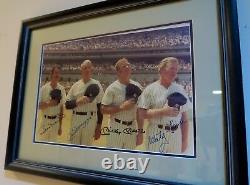 FRAMED MICKEY MANTLE JOE DiMAGGIO WHITEY FORD BILLY MARTIN AUTOGRAPHED PHOTO