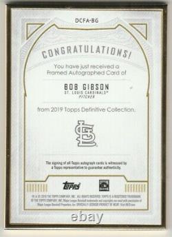 Framed Autograph Bob Gibson Card 2019 Topps Definitive Collection #dcfa-bg 10/10