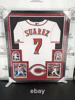 Framed Eugenio Suarez Cincinnati Reds Autographed White Authentic Jersey